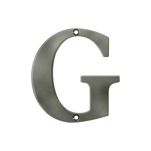 Solid Brass 4" Residential House Letter G in Antique Nickel