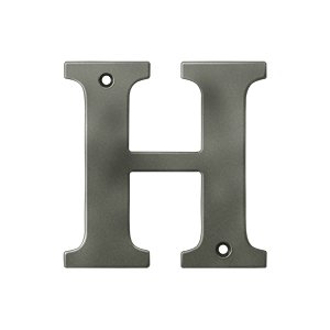Solid Brass 4" Residential House Letter H in Antique Nickel