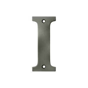 Solid Brass 4" Residential House Letter I in Antique Nickel