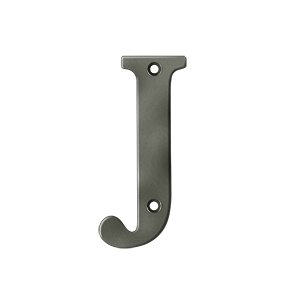 Solid Brass 4" Residential House Letter J in Antique Nickel