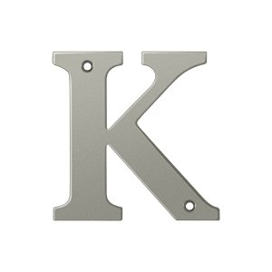 Solid Brass 4" Residential House Letter K in Brushed Nickel