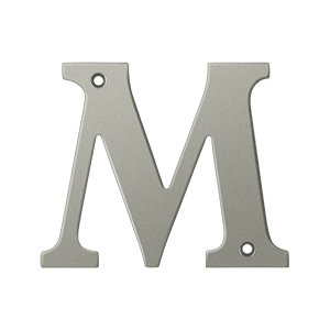 Solid Brass 4" Residential House Letter M in Brushed Nickel