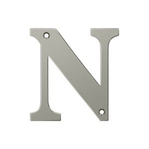 Solid Brass 4" Residential House Letter N in Brushed Nickel
