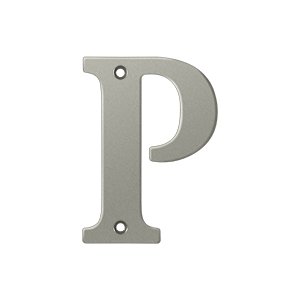 Solid Brass 4" Residential House Letter P in Brushed Nickel
