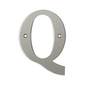Solid Brass 4" Residential House Letter Q in Brushed Nickel