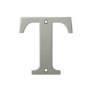 Solid Brass 4" Residential House Letter T in Brushed Nickel
