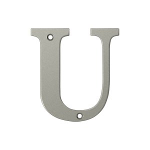 Solid Brass 4" Residential House Letter U in Brushed Nickel