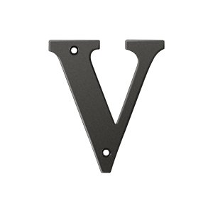 Solid Brass 4" Residential House Letter V in Oil Rubbed Bronze