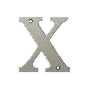 Solid Brass 4" Residential House Letter X in Brushed Nickel