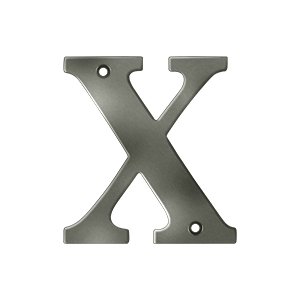 Solid Brass 4" Residential House Letter X in Antique Nickel
