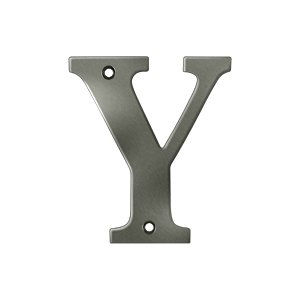 Solid Brass 4" Residential House Letter Y in Antique Nickel
