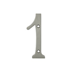 Solid Brass 4" Residential House Number 1 in Brushed Nickel