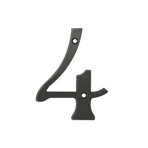Solid Brass 4" Residential House Number 4 in Oil Rubbed Bronze