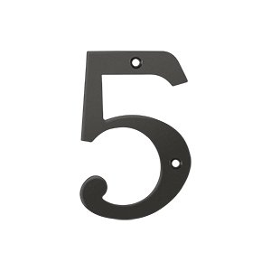 Solid Brass 4" Residential House Number 5 in Oil Rubbed Bronze