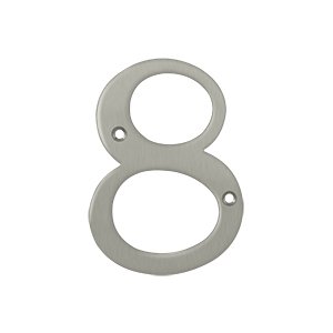 Solid Brass 4" Residential House Number 8 in Brushed Nickel
