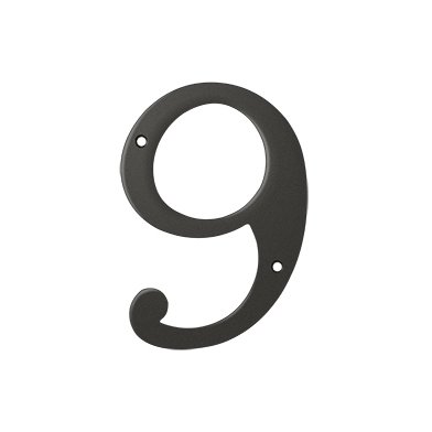 Solid Brass 6" Residential House Number 9 in Oil Rubbed Bronze
