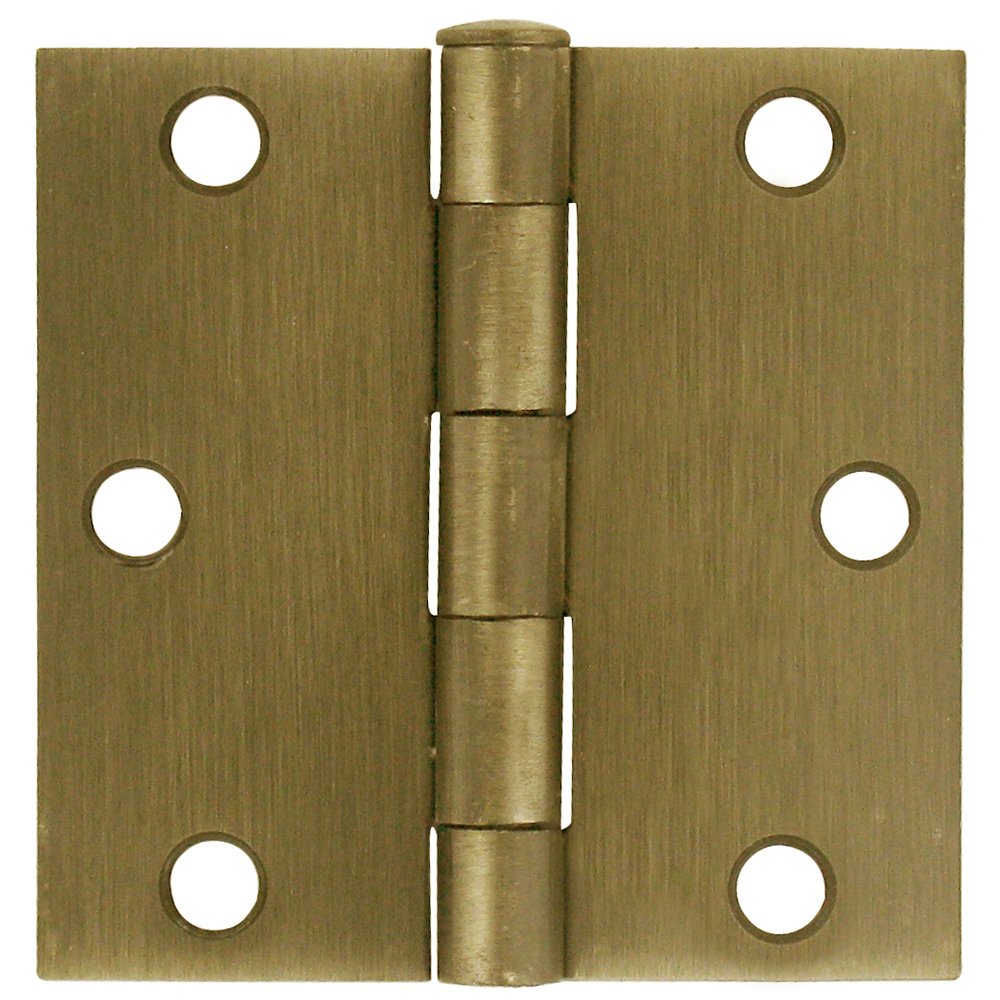 3" x 3" Residential Square Door Hinge (Sold as a Pair) in Antique Brass