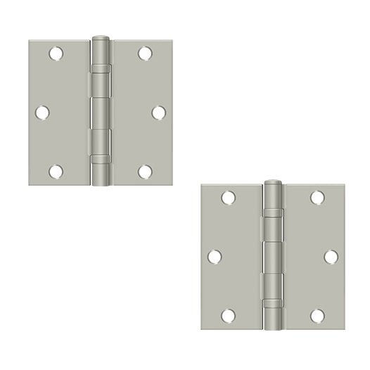 3 1/2" x 3 1/2" Residential Ball Bearing Square Door Hinge (Sold as a Pair) in Brushed Nickel