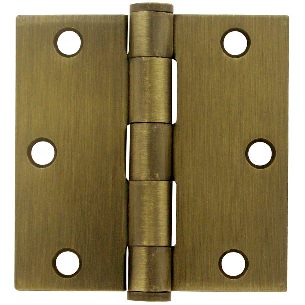 3 1/2" x 3 1/2" Heavy Duty Square Door Hinge (Sold as a Pair) in Antique Brass