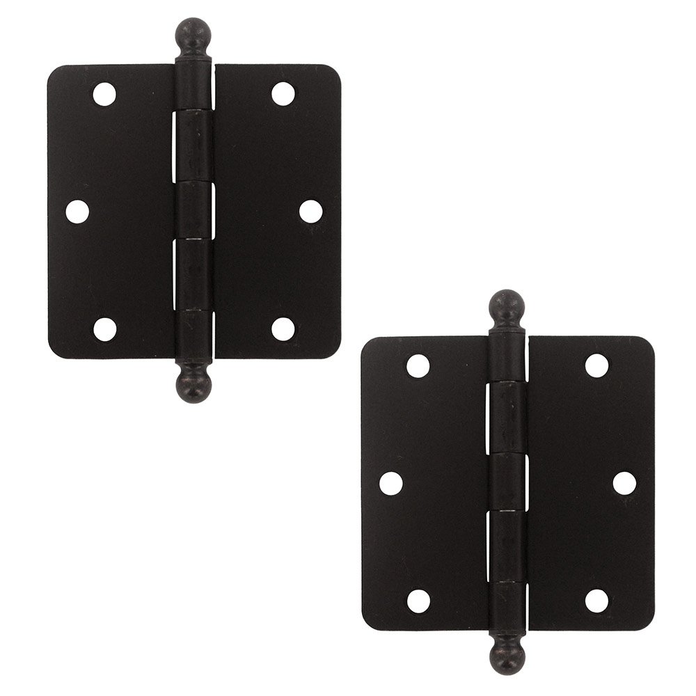 3 1/2" x 3 1/2" 1/4" Radius/Residential Door Hinge with Ball Tips (Sold as a Pair) in Oil Rubbed Bronze