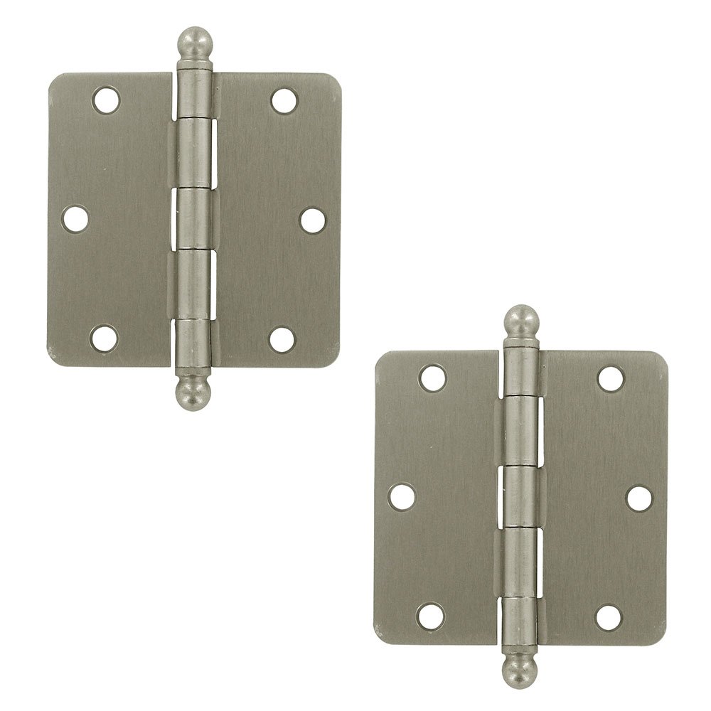 3 1/2" x 3 1/2" 1/4" Radius/Residential Door Hinge with Ball Tips (Sold as a Pair) in Brushed Nickel