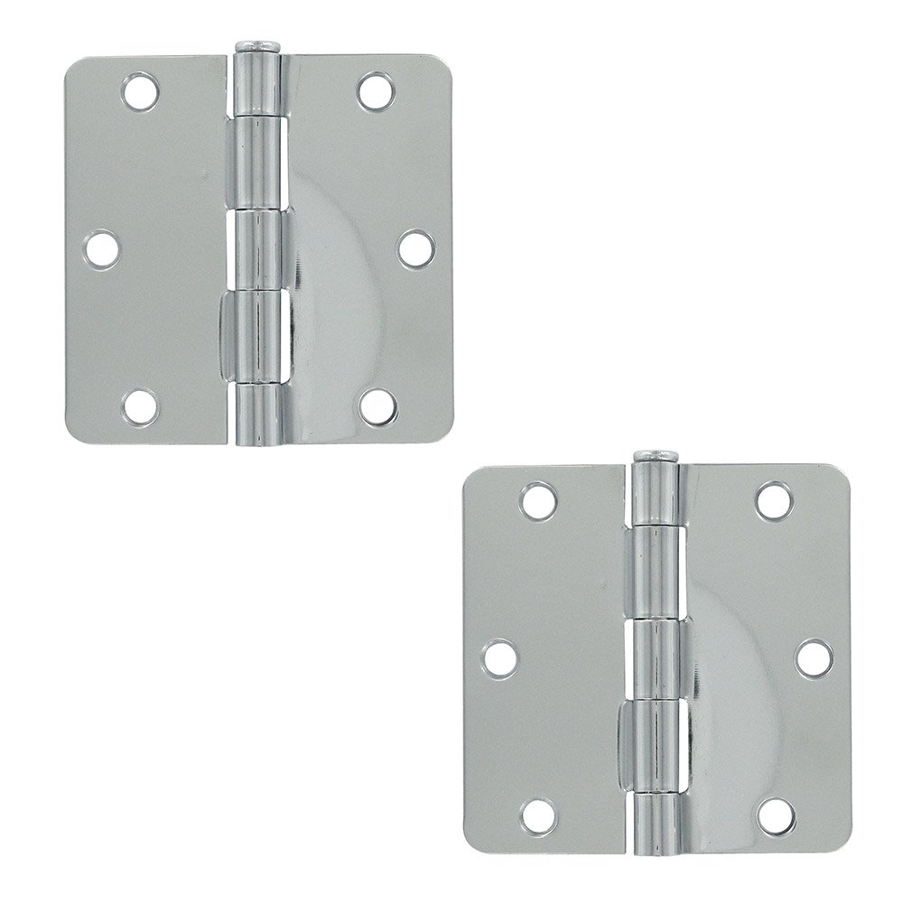3 1/2" x 3 1/2" 1/4" Radius/Residential Door Hinge (Sold as a Pair) in Polished Chrome