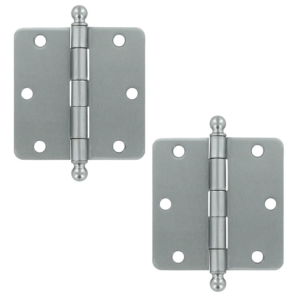 3 1/2" x 3 1/2" 1/4" Radius/Residential Door Hinge with Ball Tips (Sold as a Pair) in Brushed Chrome