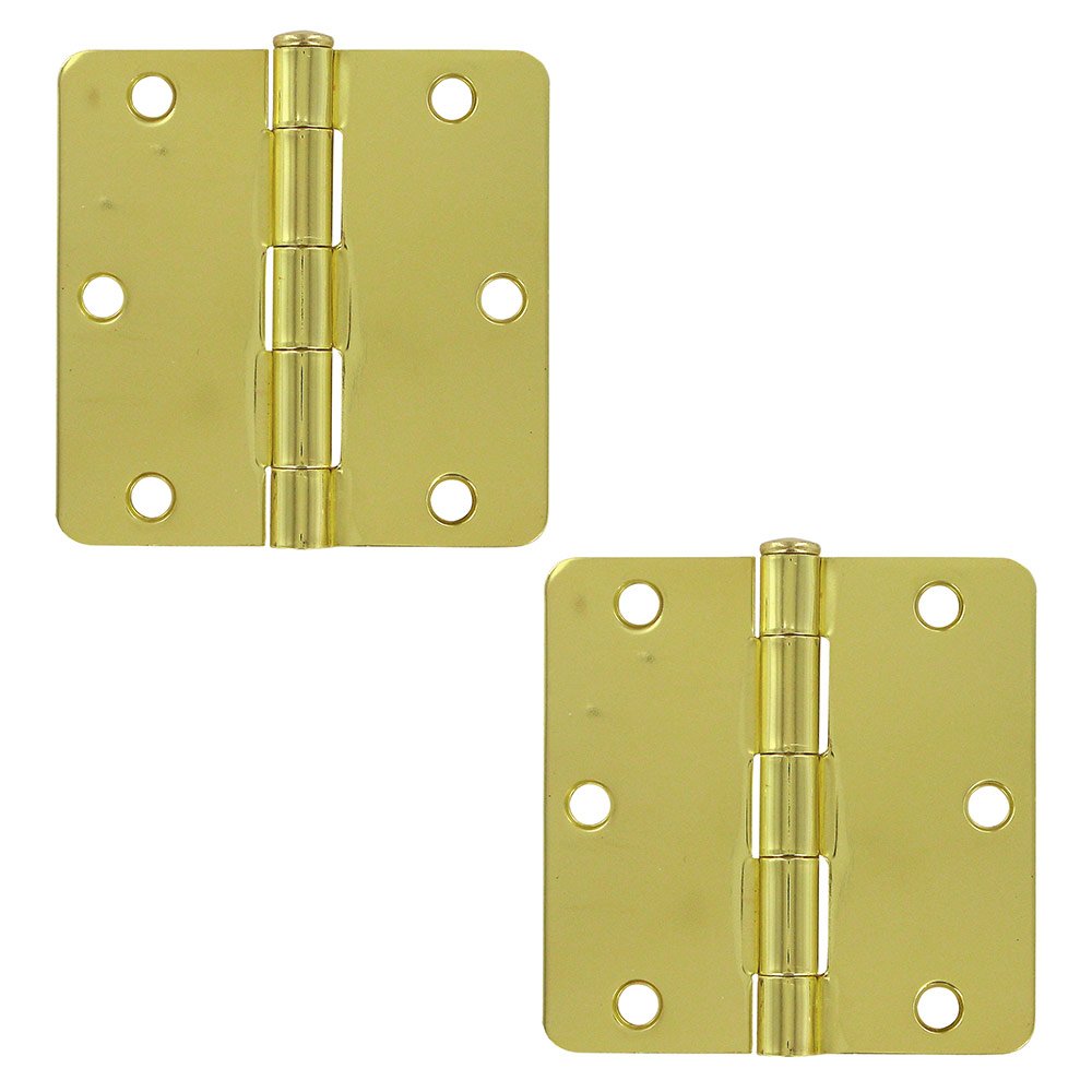3 1/2" x 3 1/2" 1/4" Radius/Residential Door Hinge (Sold as a Pair) in Polished Brass