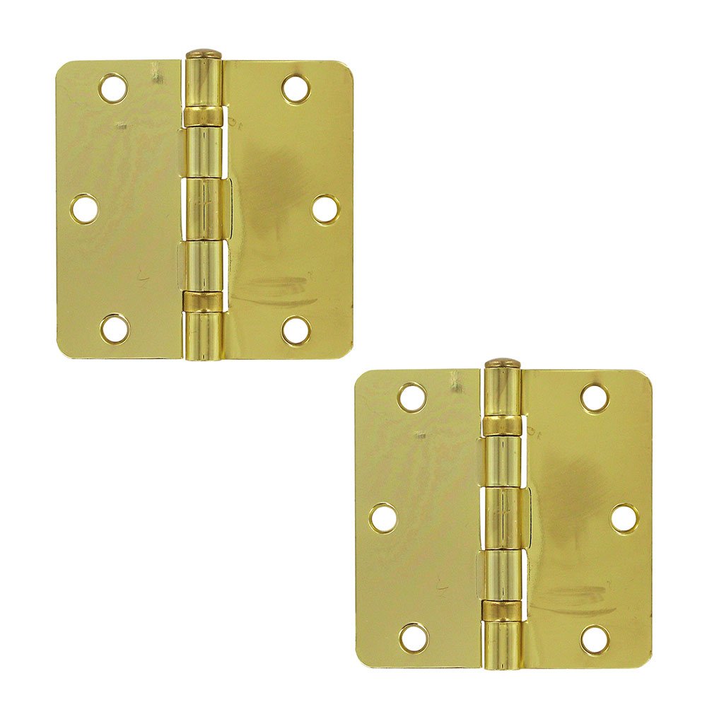 3 1/2" x 3 1/2" 1/4" Radius/Residential/Ball Bearing Door Hinge (Sold as a Pair) in Polished Brass