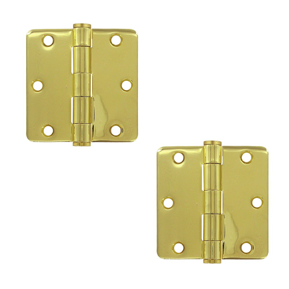 3 1/2" x 3 1/2" 1/4" Radius/Heavy Duty Door Hinge (Sold as a Pair) in Polished Brass