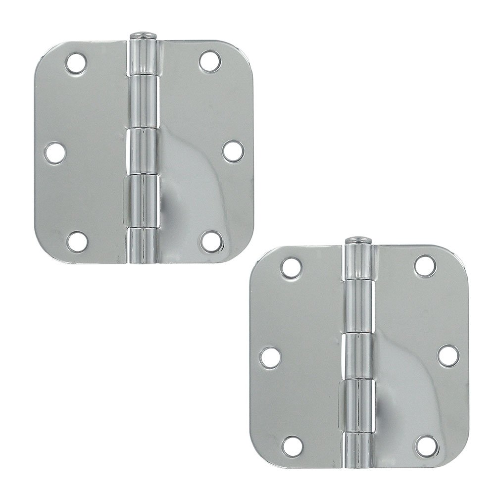 3 1/2" x 3 1/2" 5/8" Radius/Residential Door Hinge (Sold as a Pair) in Polished Chrome