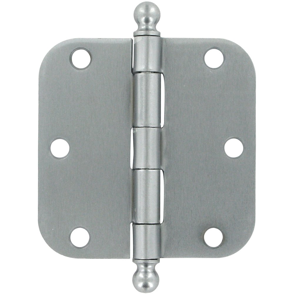 3 1/2" x 3 1/2" 5/8" Radius/Heavy Duty Door Hinge with Ball Tips (Sold as a Pair) in Brushed Chrome