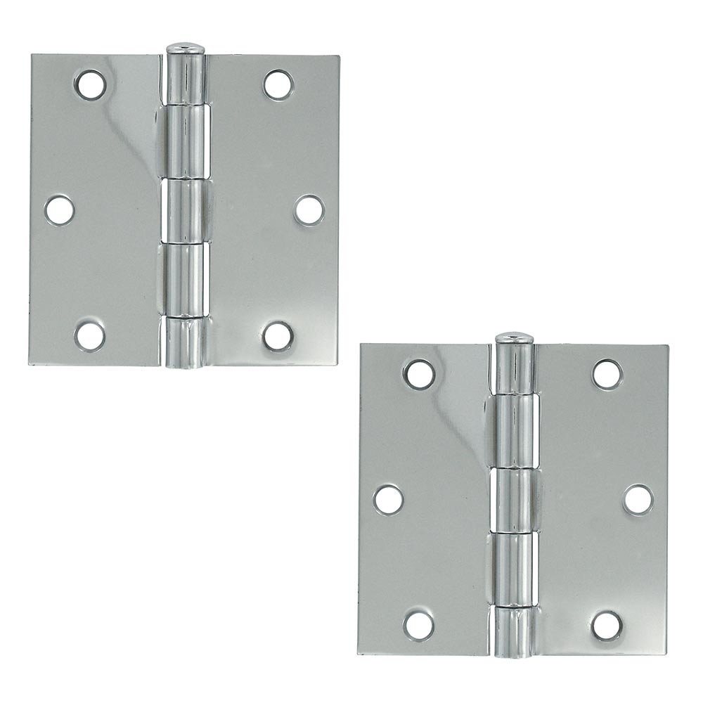 3 1/2" x 3 1/2" Residential Square Door Hinge (Sold as a Pair) in Polished Chrome