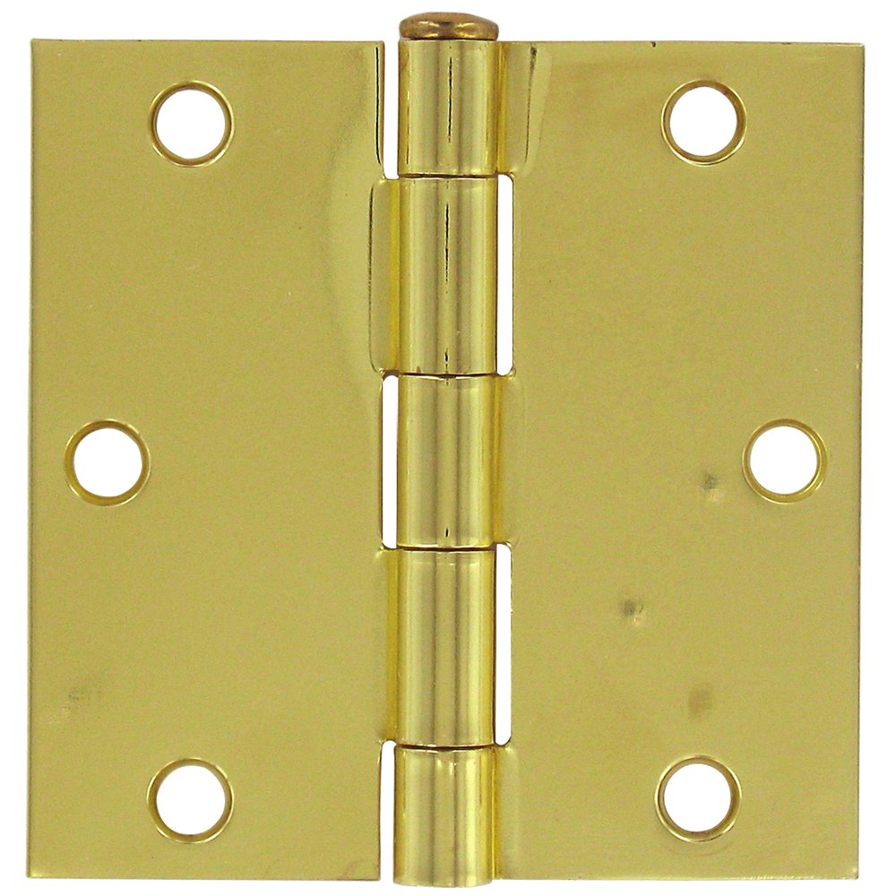 3 1/2" x 3 1/2" Residential Square Door Hinge (Sold as a Pair) in Polished Brass