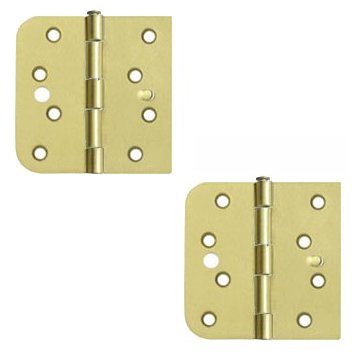 4"x 4"x 5/8"x Left Handed Square Hinge (SOLD AS A PAIR) in Brushed Brass