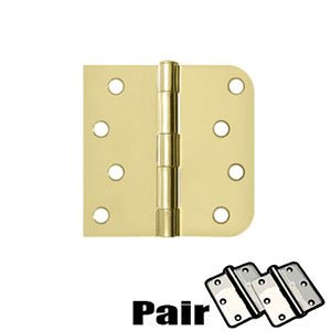 4"x 4"x 5/8"x Square Hinge (SOLD AS A PAIR) in Polished Brass,Brushed Brass