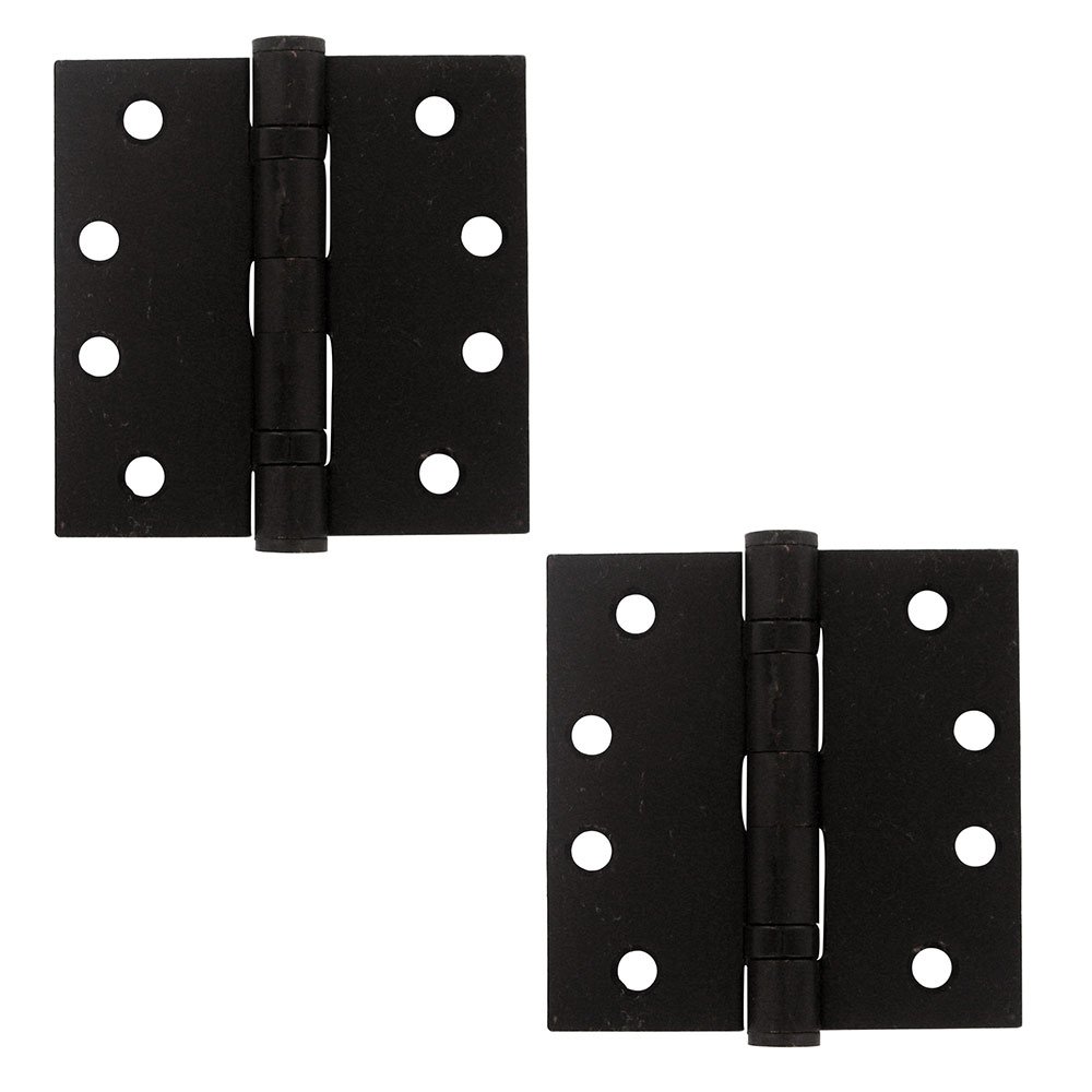 4" x 4" 2 Ball Bearing/Heavy Duty Square Door Hinge (Sold as a Pair) in Oil Rubbed Bronze