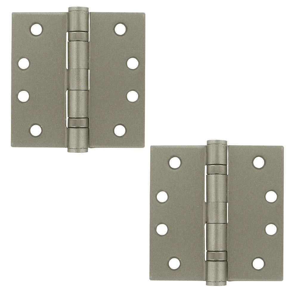 4" x 4" 2 Ball Bearing/Heavy Duty Square Door Hinge (Sold as a Pair) in Brushed Nickel