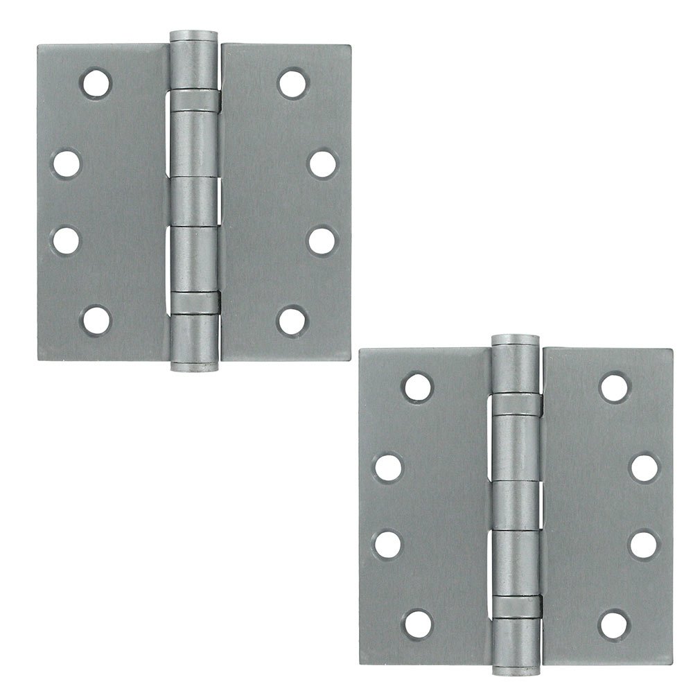 4" x 4" 2 Ball Bearing/Heavy Duty Square Door Hinge (Sold as a Pair) in Brushed Chrome