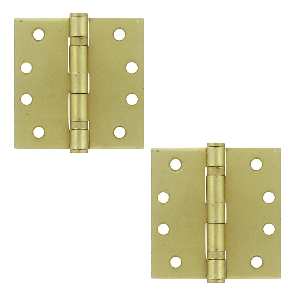 4" x 4" 2 Ball Bearing/Heavy Duty Square Door Hinge (Sold as a Pair) in Brushed Brass