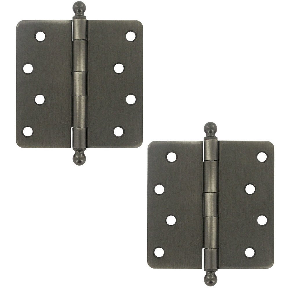 4" x 4" 1/4" Radius/Residential Door Hinge with Ball Tips (Sold as a Pair) in Antique Nickel