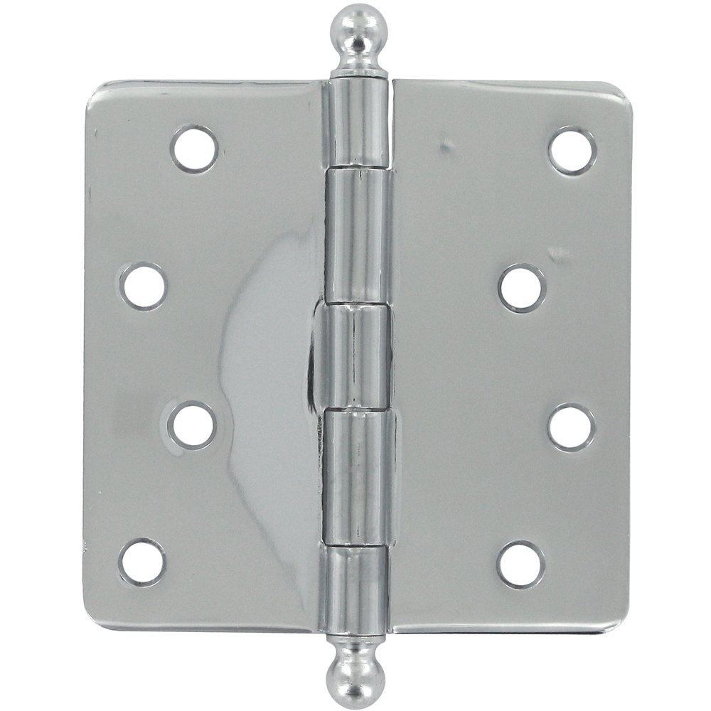 4" x 4" 1/4" Radius/Residential Door Hinge with Ball Tips (Sold as a Pair) in Polished Chrome