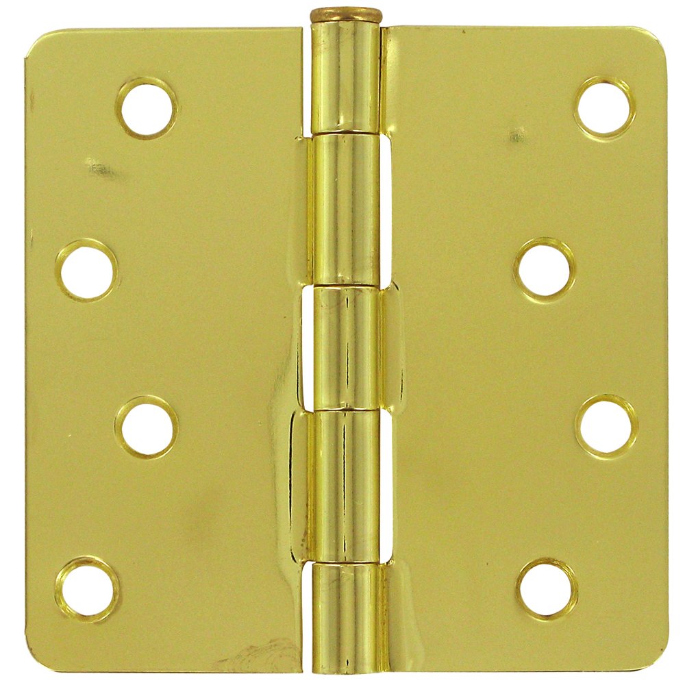 4" x 4" 1/4" Radius/Residential Door Hinge (Sold as a Pair) in Polished Brass