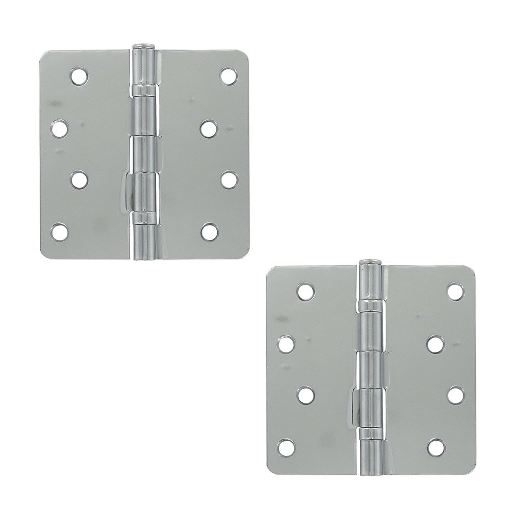 4" x 4" 1/4" Radius/2 Ball Bearing/Residential Door Hinge (Sold as a Pair) in Polished Chrome