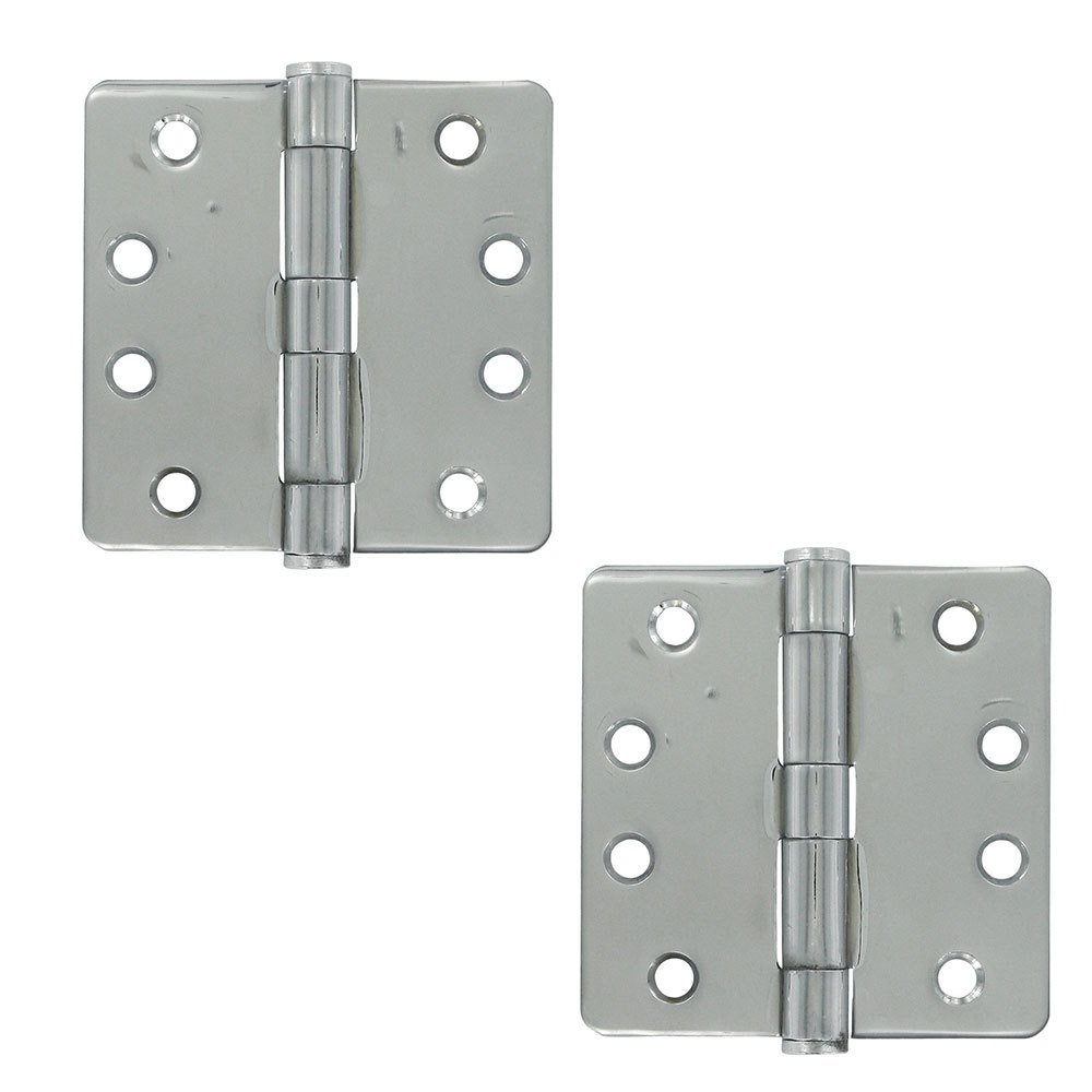 4" x 4" 1/4" Radius/Heavy Duty Door Hinge (Sold as a Pair) in Polished Chrome