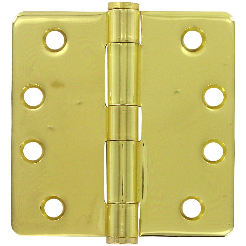 4" x 4" 1/4" Radius/Heavy Duty Door Hinge (Sold as a Pair) in Polished Brass