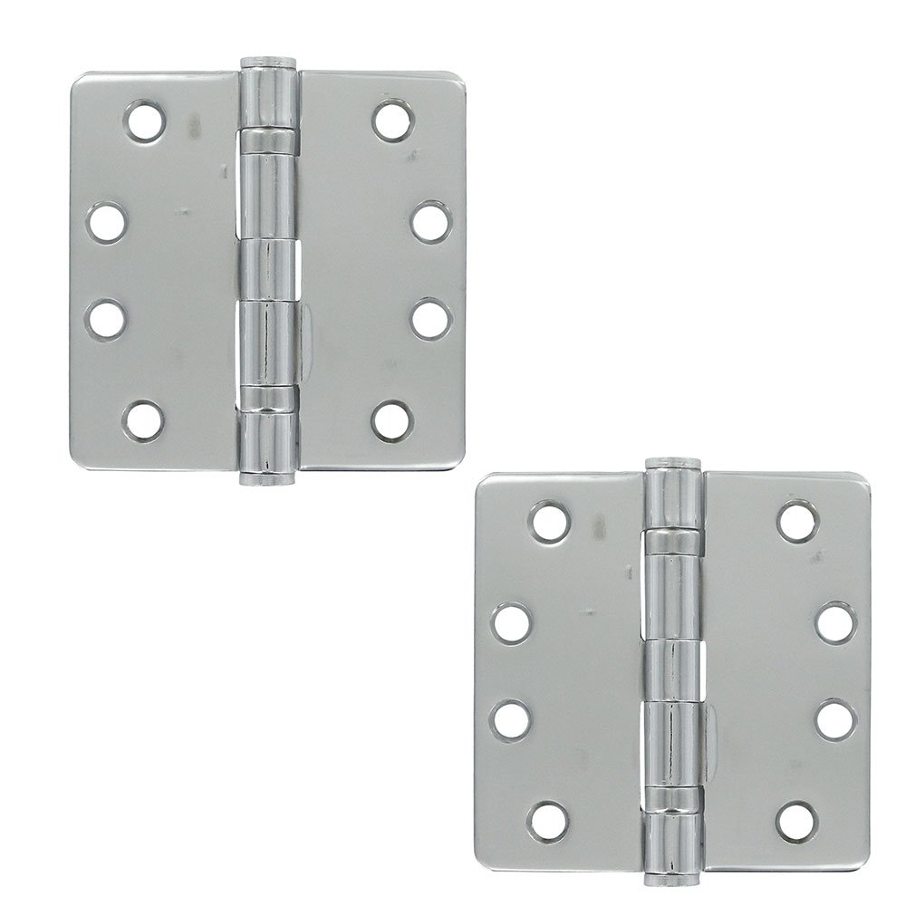 4" x 4" 1/4" Radius/2 Ball Bearing/Heavy Duty Door Hinge (Sold as a Pair) in Polished Chrome