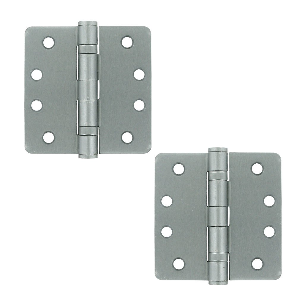 4" x 4" 1/4" Radius/2 Ball Bearing/Heavy Duty Door Hinge (Sold as a Pair) in Brushed Chrome