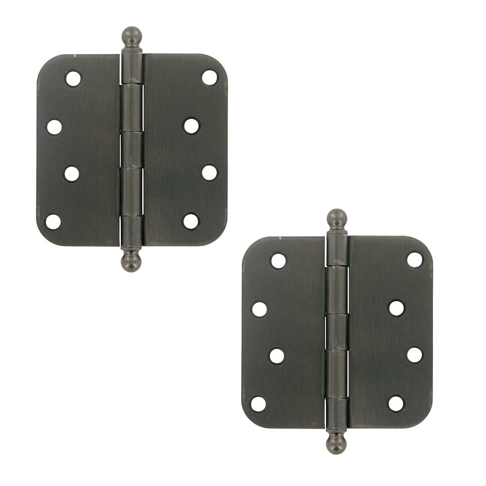 4" x 4" 5/8" Radius/Residential Door Hinge with Ball Tips (Sold as a Pair) in Antique Nickel
