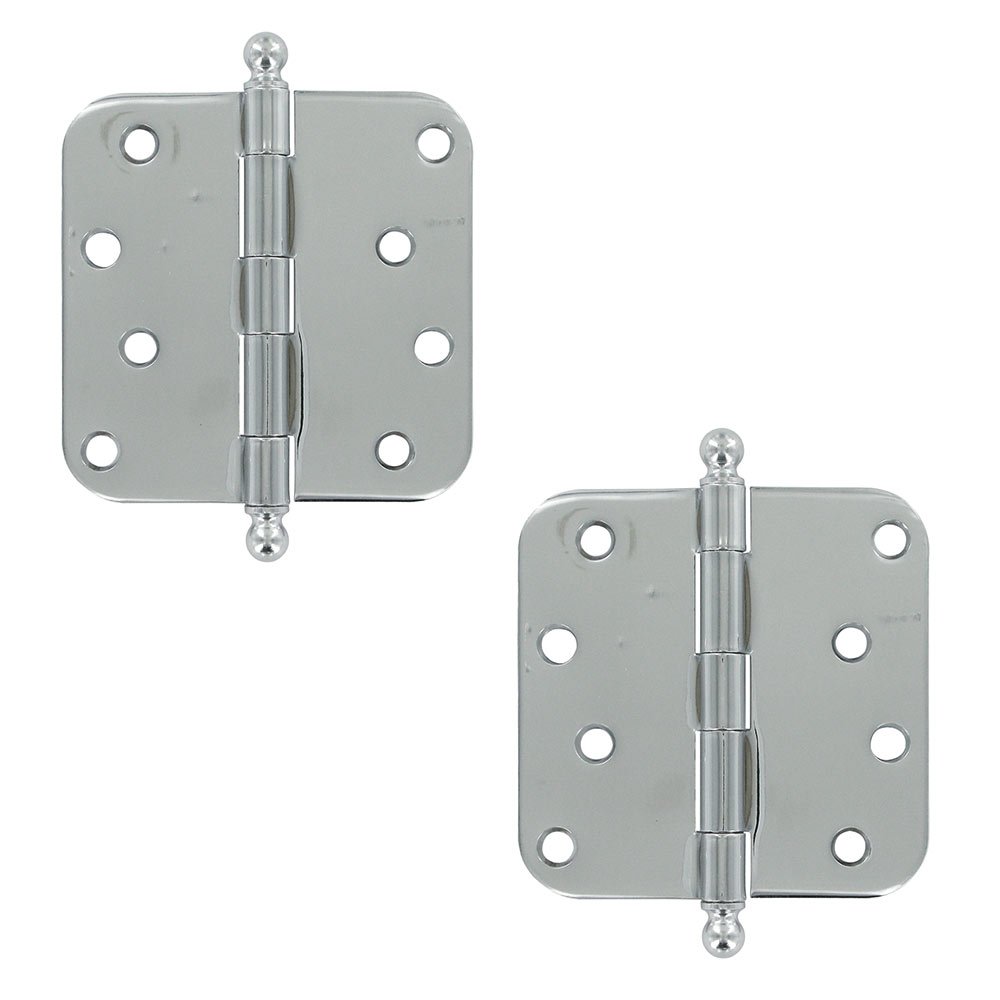 4" x 4" 5/8" Radius/Residential Door Hinge with Ball Tips (Sold as a Pair) in Polished Chrome